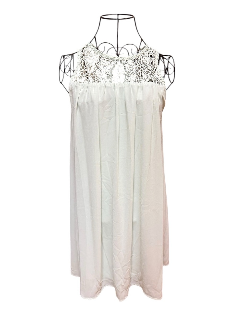 Heart Soul Light Mint Green Crochet-Yoke Chemise Dress Small